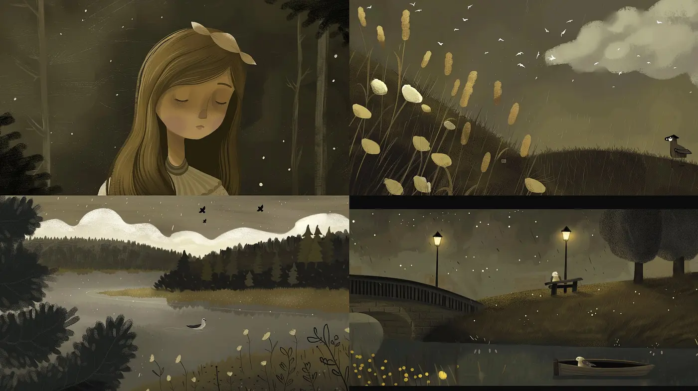 Ethereal Monochrome Dreamscape: A Study in Sepia and Shadow - Midjourney sref style