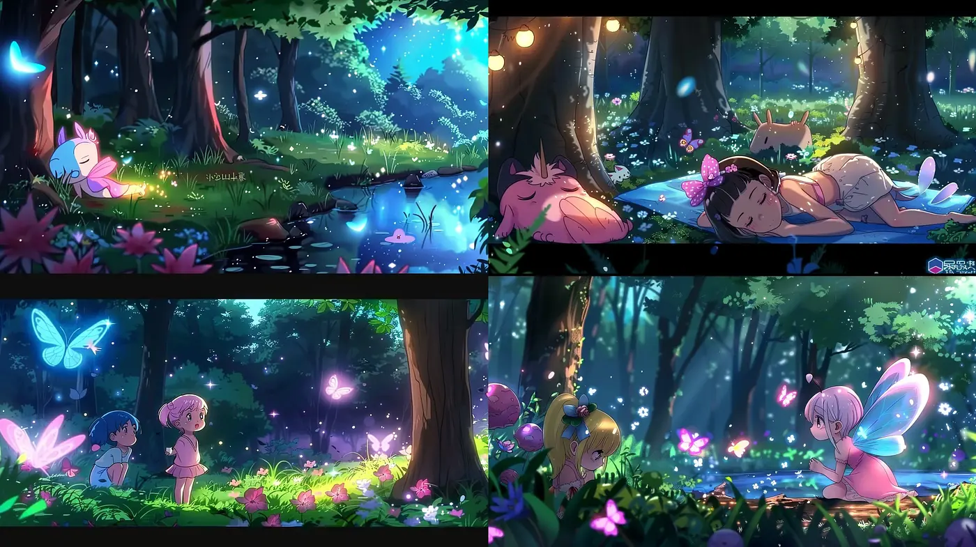 Enchanted Forest Dreamscape: A Vivid Journey Through Anime-Inspired Luminous Sceneries - Midjourney sref style