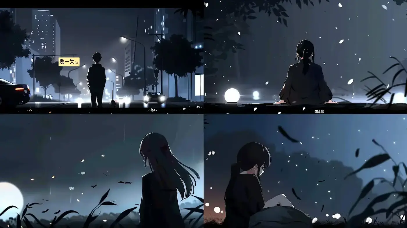 A Cinematic Exploration of Nighttime Urban Landscapes with a Touch of Anime Aesthetics - Midjourney sref style