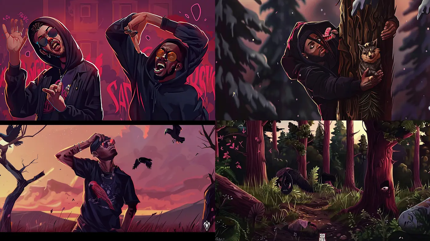 Twilight Hues Escapades: Evocative Comic-Style Visuals and Dramatic Lighting - Midjourney sref style