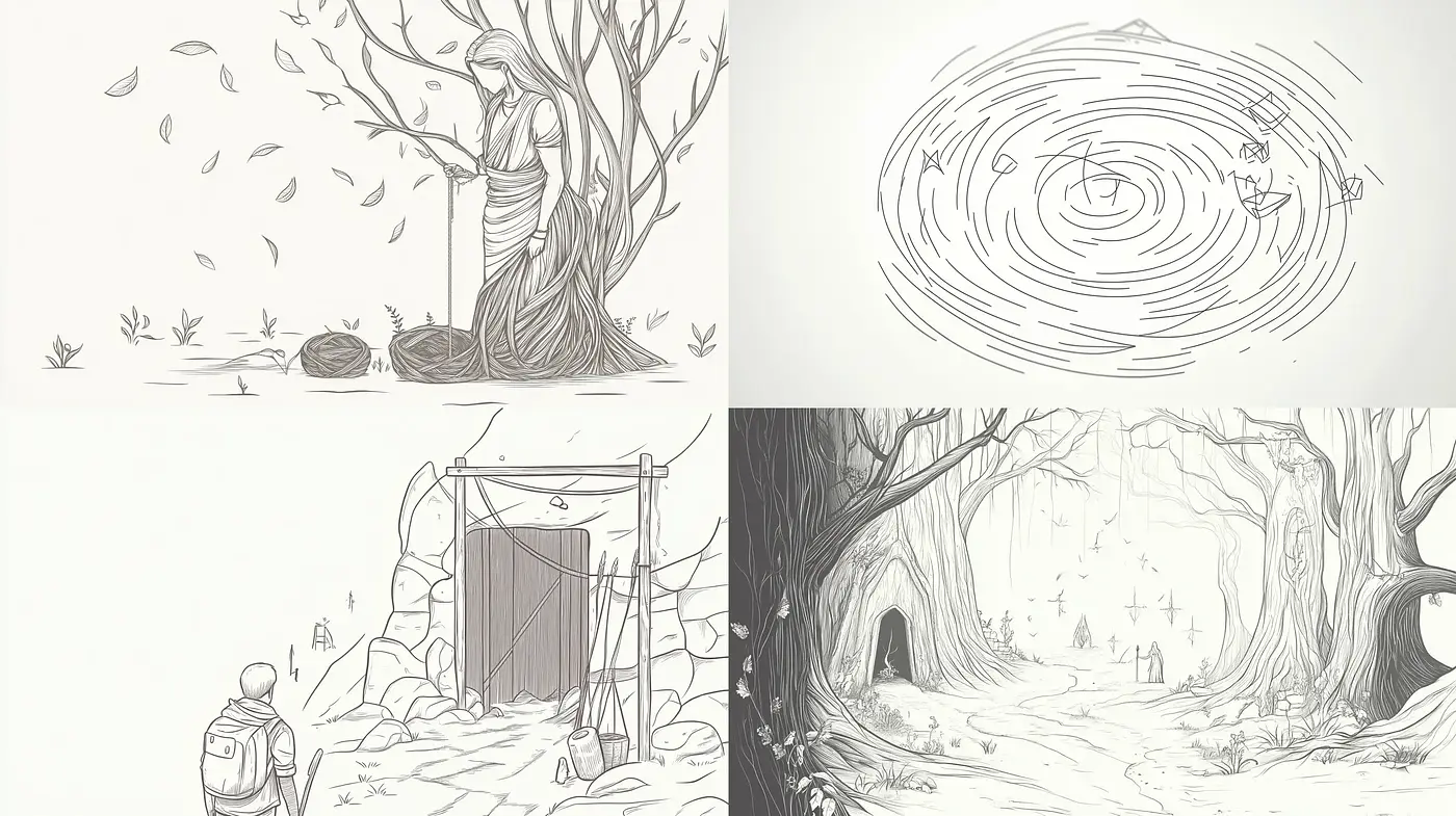 Monochromatic Whimsy - Sketchbook Explorations in Enchanted Wilderness - Midjourney sref style