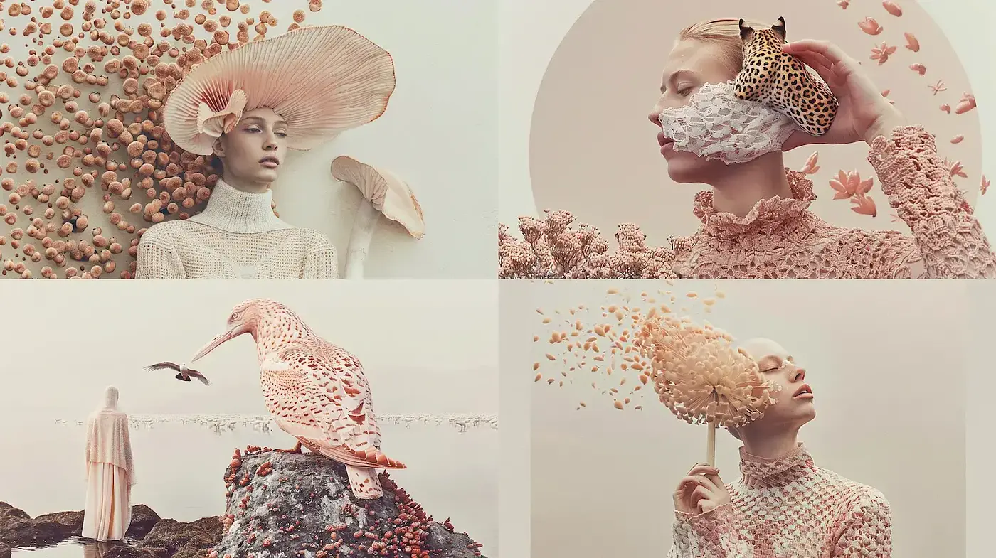Surreal and Organic Aesthetics in Soft Hues - Midjourney sref style