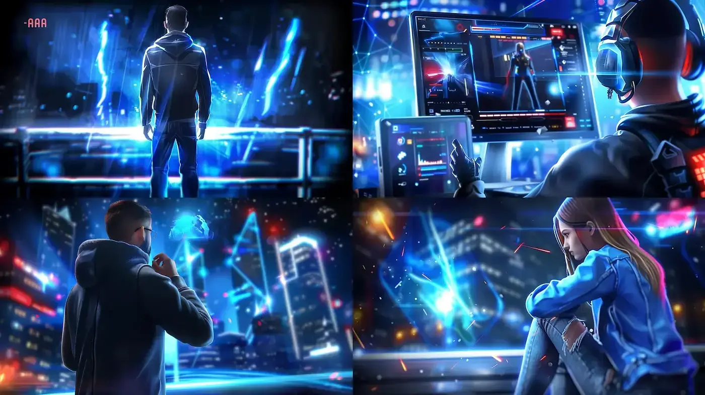 Futuristic and immersive cyberpunk cyber environment with a sleek technological vibe - Midjourney sref style