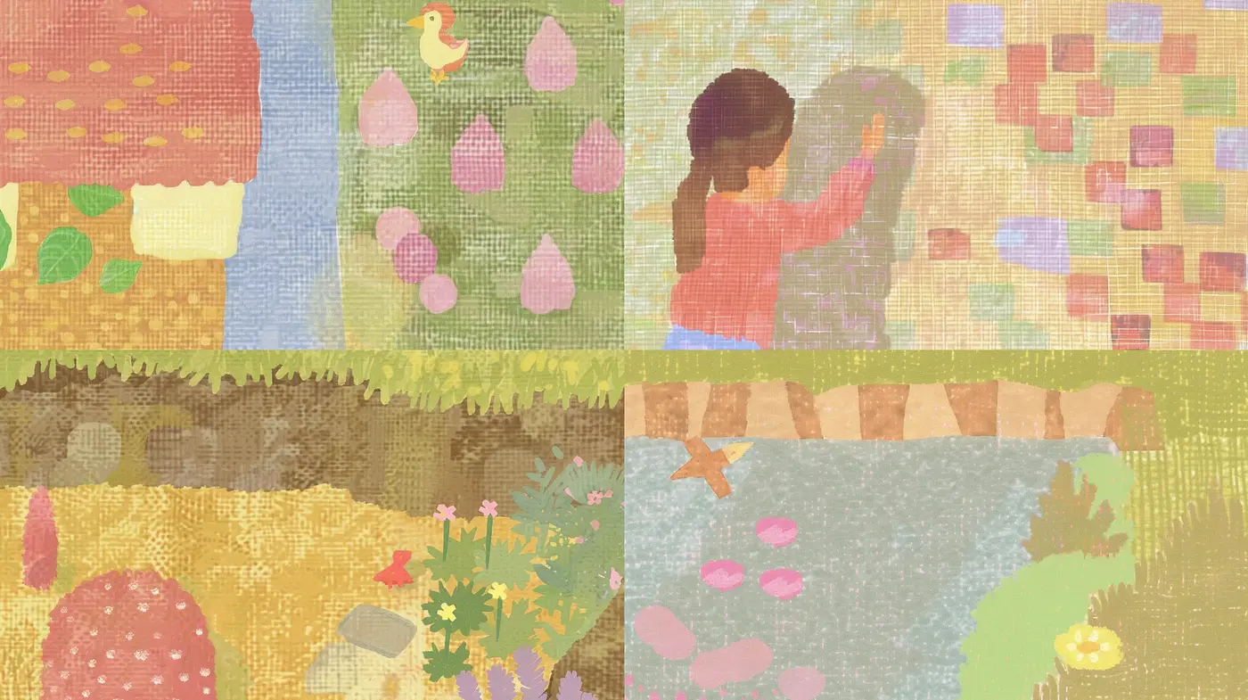 Mosaic of Hues: A Pastel Textured Tapestry - Midjourney sref style