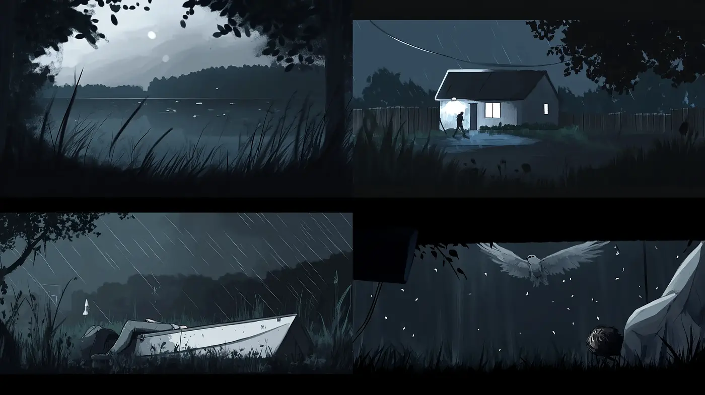 Moody Nocturnal Digital Paintings with a Cinematic Touch - Midjourney sref style