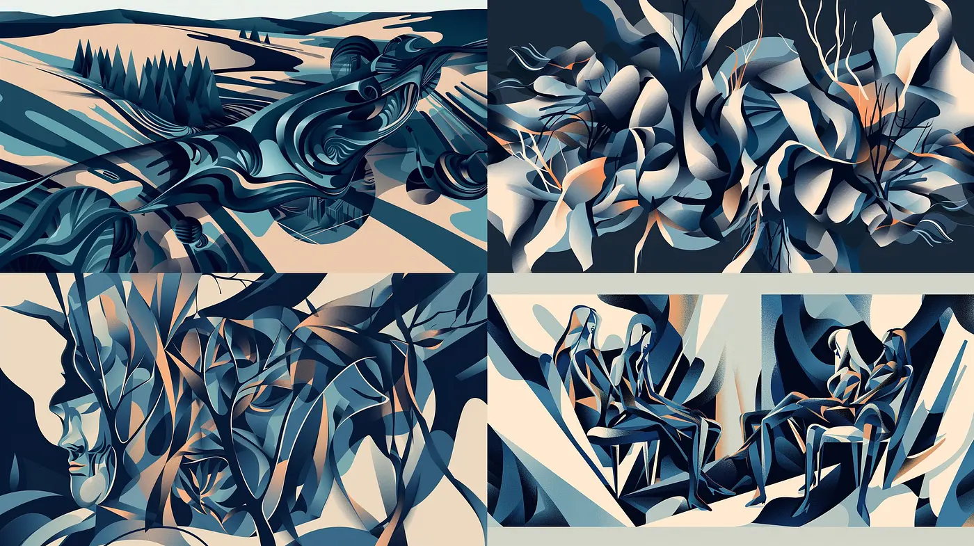 Synthetic Dreamscapes: A Fusion of Digital Surrealism and Abstract Expressionism - Midjourney sref style