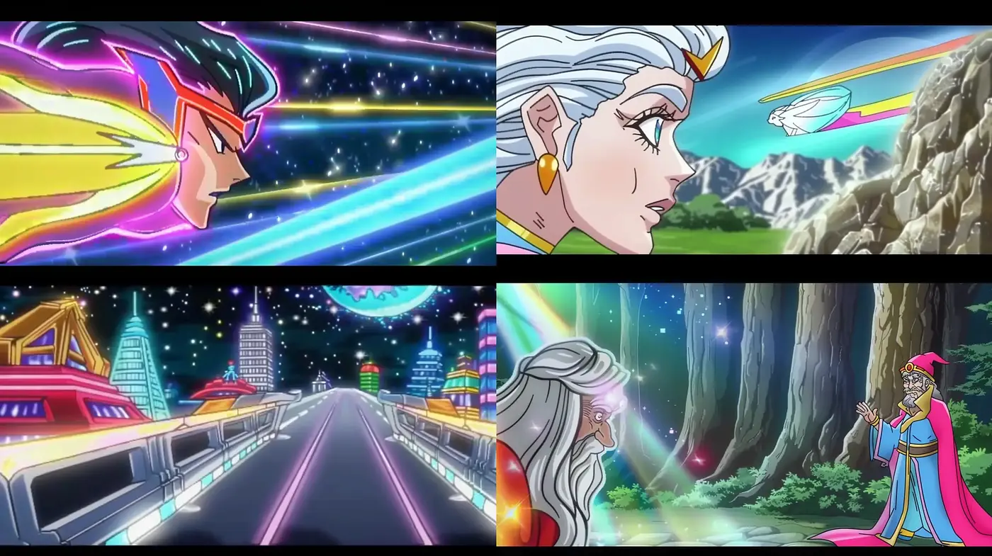 Retro Futuristic Dreamscape in Luminous Hues - Midjourney sref style