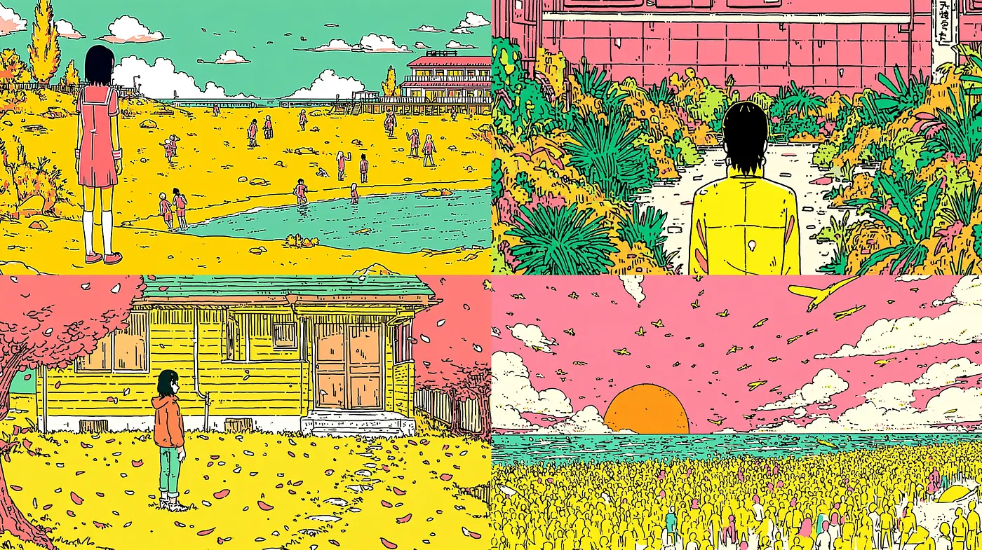 Bright and Playful Illustrations with a Nostalgic Touch - Midjourney sref style
