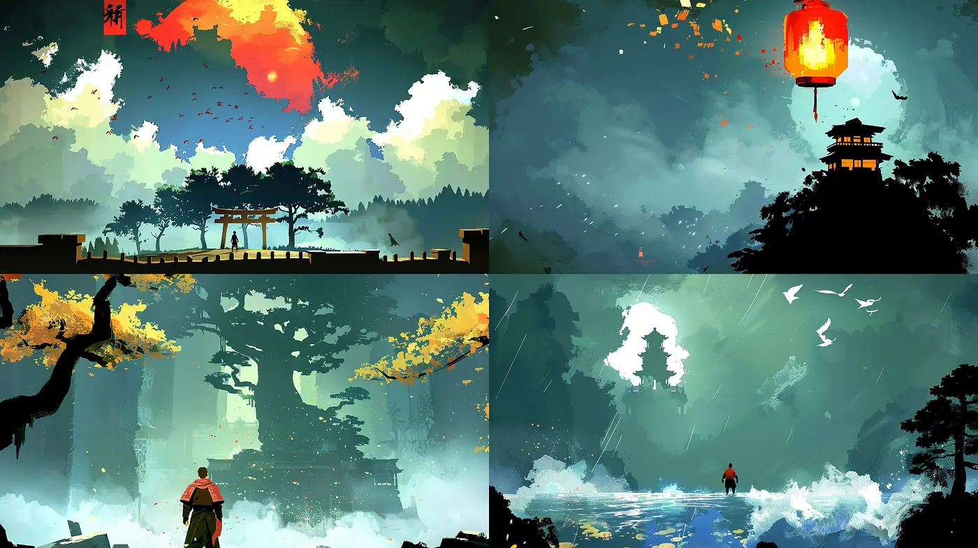 Ethereal Brushstrokes of Melancholic Landscapes and Skies - Midjourney sref style