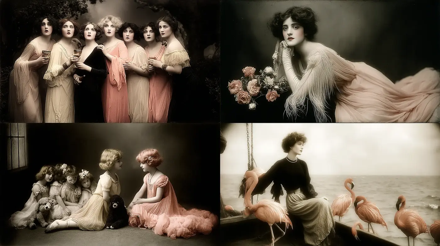 Elegantly Nostalgic Portraits with Soft Color Tones and Vintage Aesthetic - Midjourney sref style