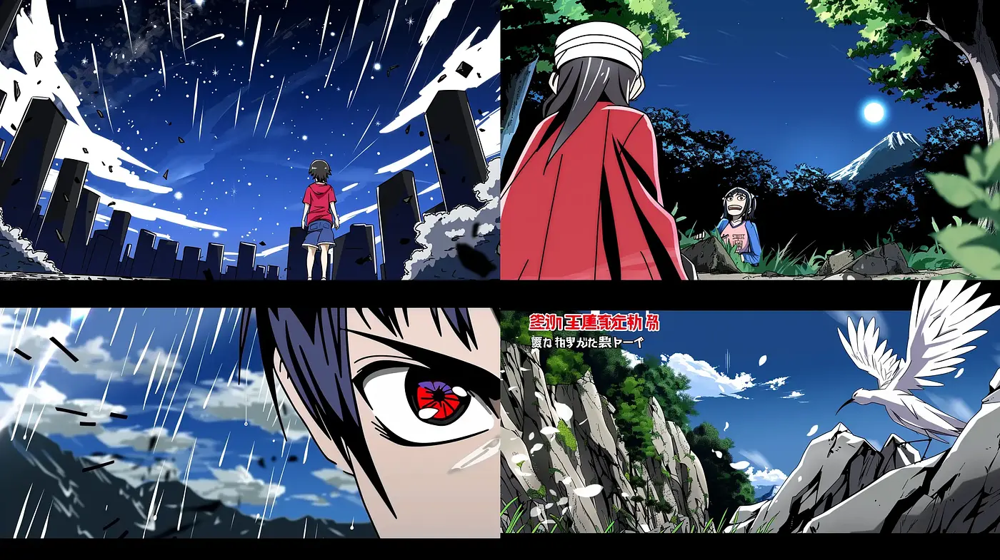 Energetic Anime-Inspired Vignettes With Vivid Nightscapes - Midjourney sref style