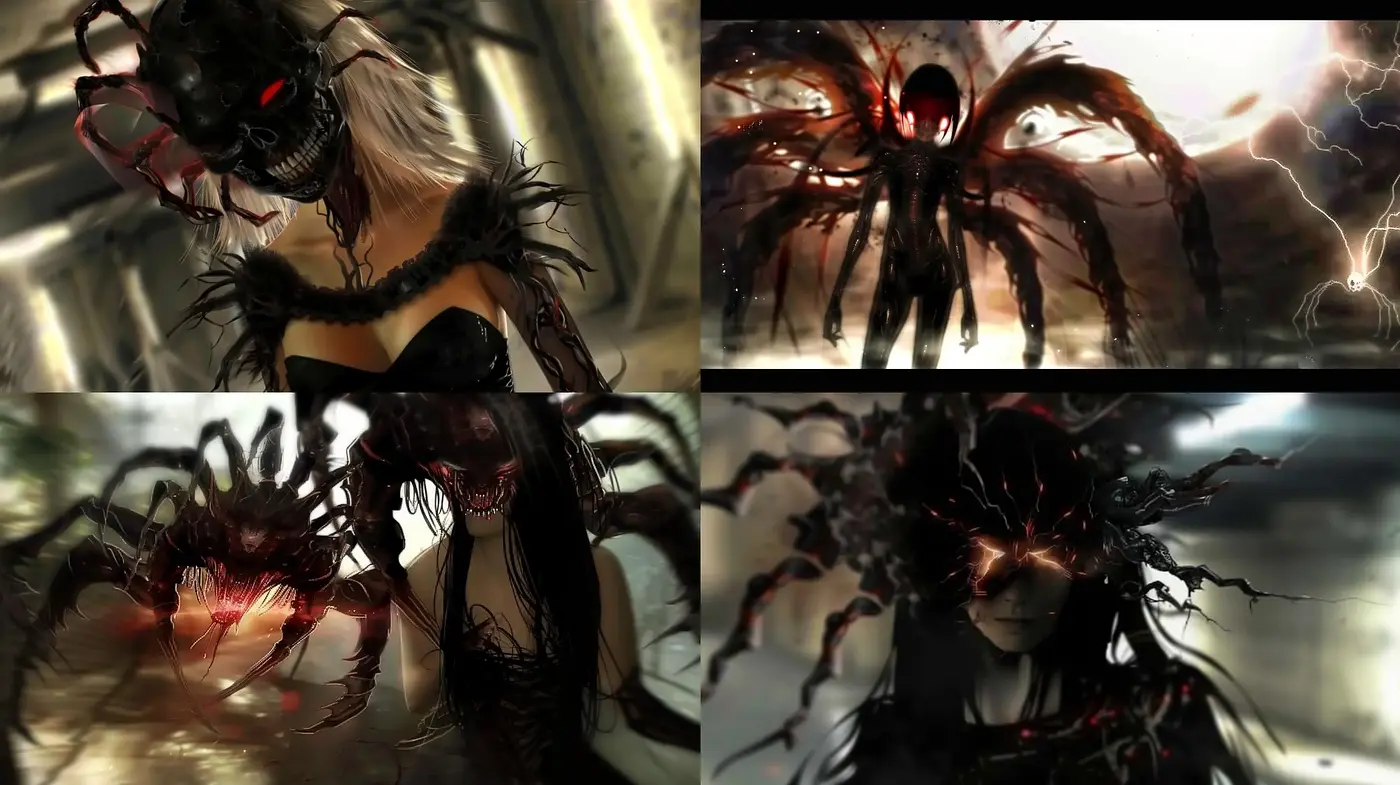 Ethereal Darkness: A Fusion of Surrealism and High-Contrast Gothic Artistry - Midjourney sref style