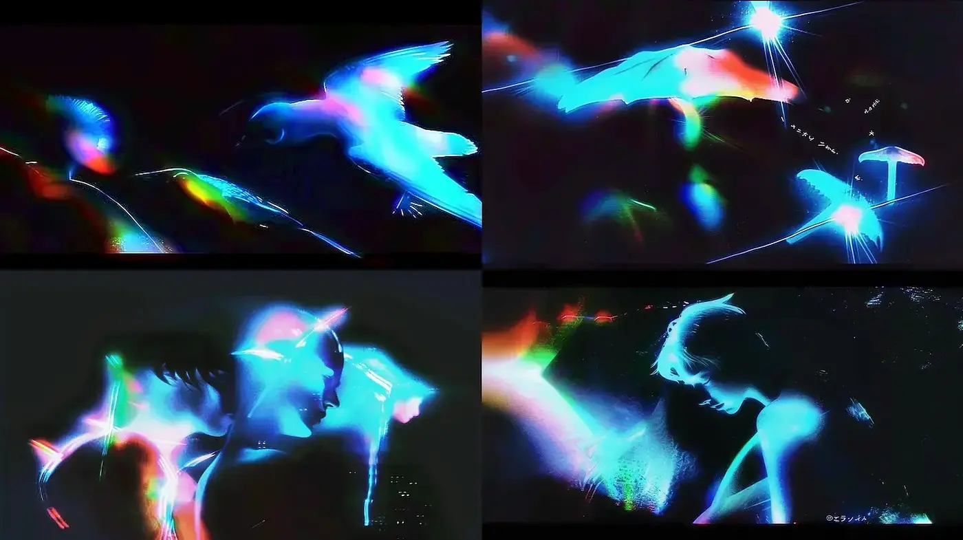 Spectral Luminance: A Study in Neon Glitch Aesthetics - Midjourney sref style