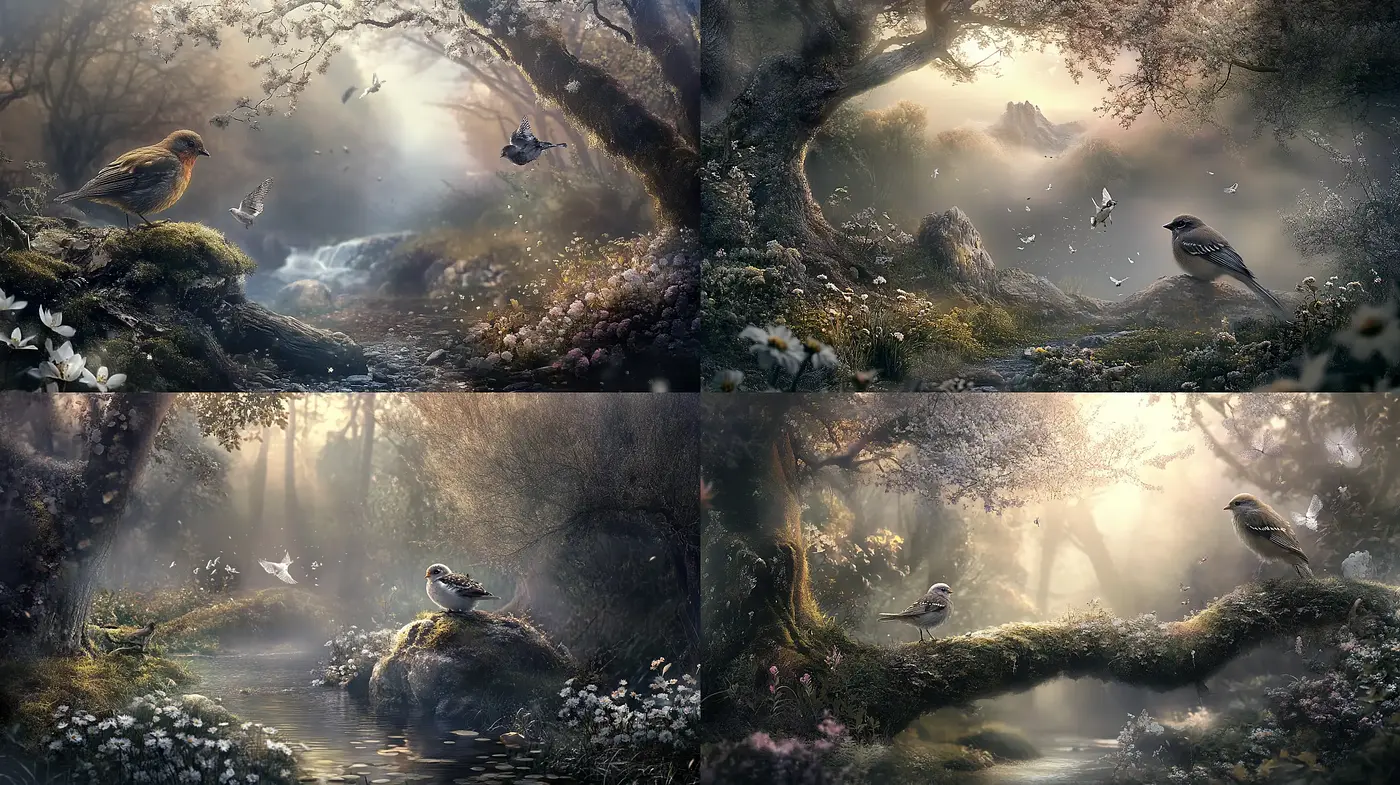 Enchanted Forest Morning Light – A Tranquil Nature-Inspired Aesthetic - Midjourney sref style