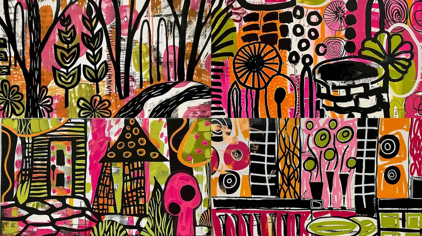 Vibrant Whimsy with Organic Patterns and Textures - Midjourney sref style