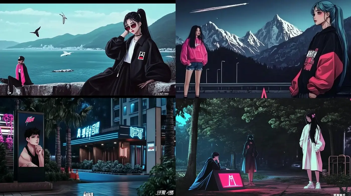 Moody Cyberpunk Aesthetic with Neon Contrasts - Midjourney sref style