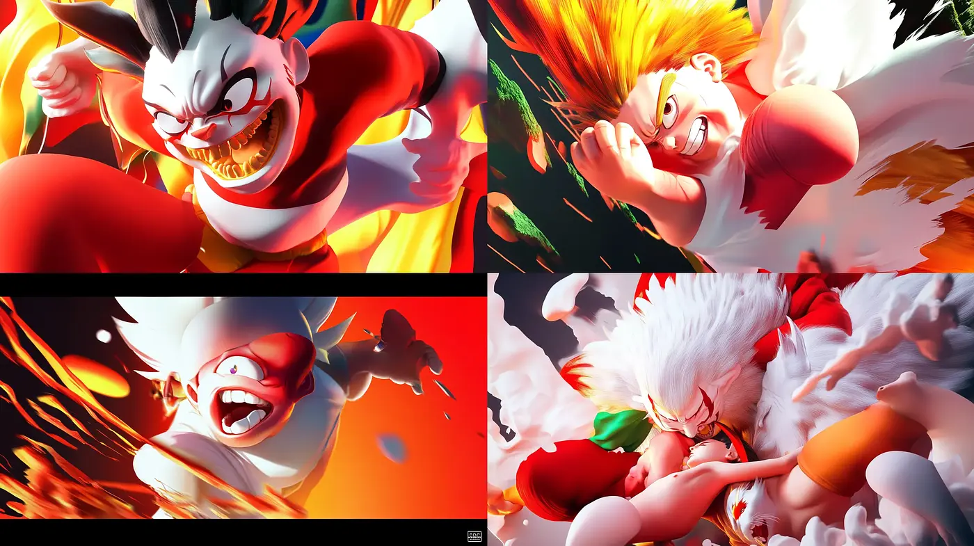 Dynamic Intensity in Stylized Digital Art - Midjourney sref style
