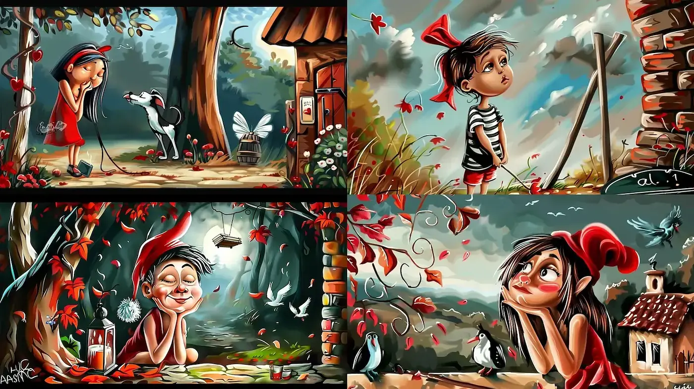 Whimsical and Colorful Illustrations with a Homely Autumn Vibe - Midjourney sref style
