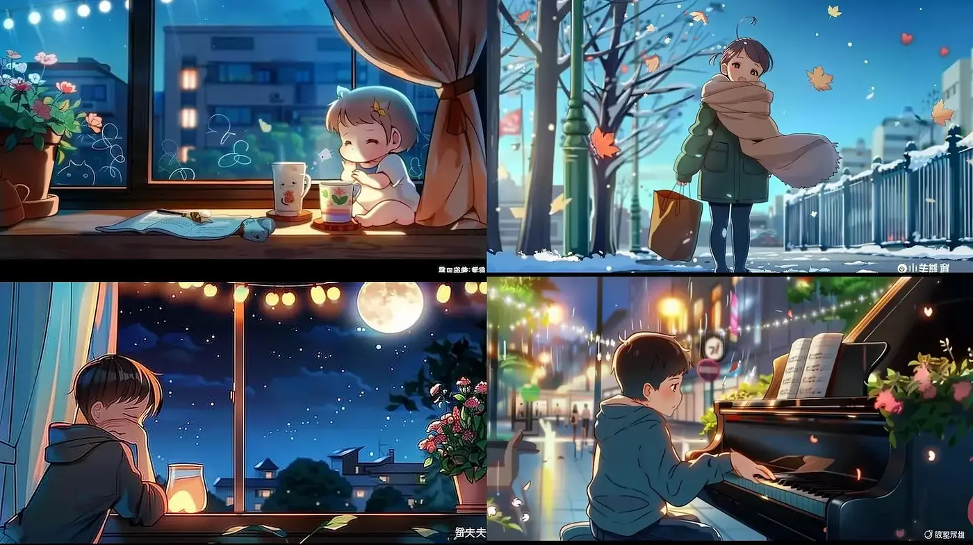 Charming and Whimsical Urban Night Scenes with a Touch of Nostalgia - Midjourney sref style