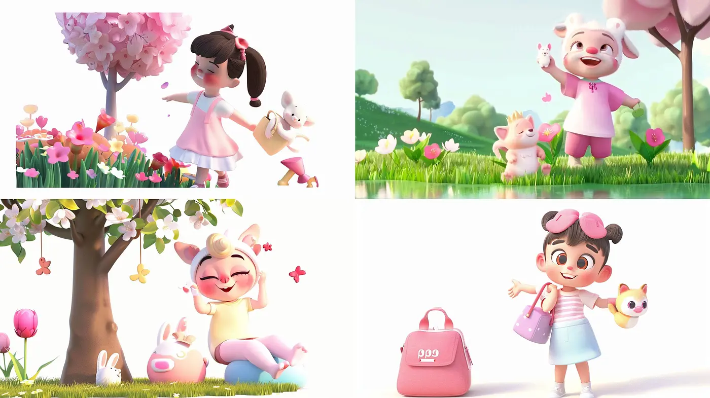 Whimsical Pastel Dreamscape: A Harmonious Blend of Soft Hues and Joyful Illustrative Characters - Midjourney sref style