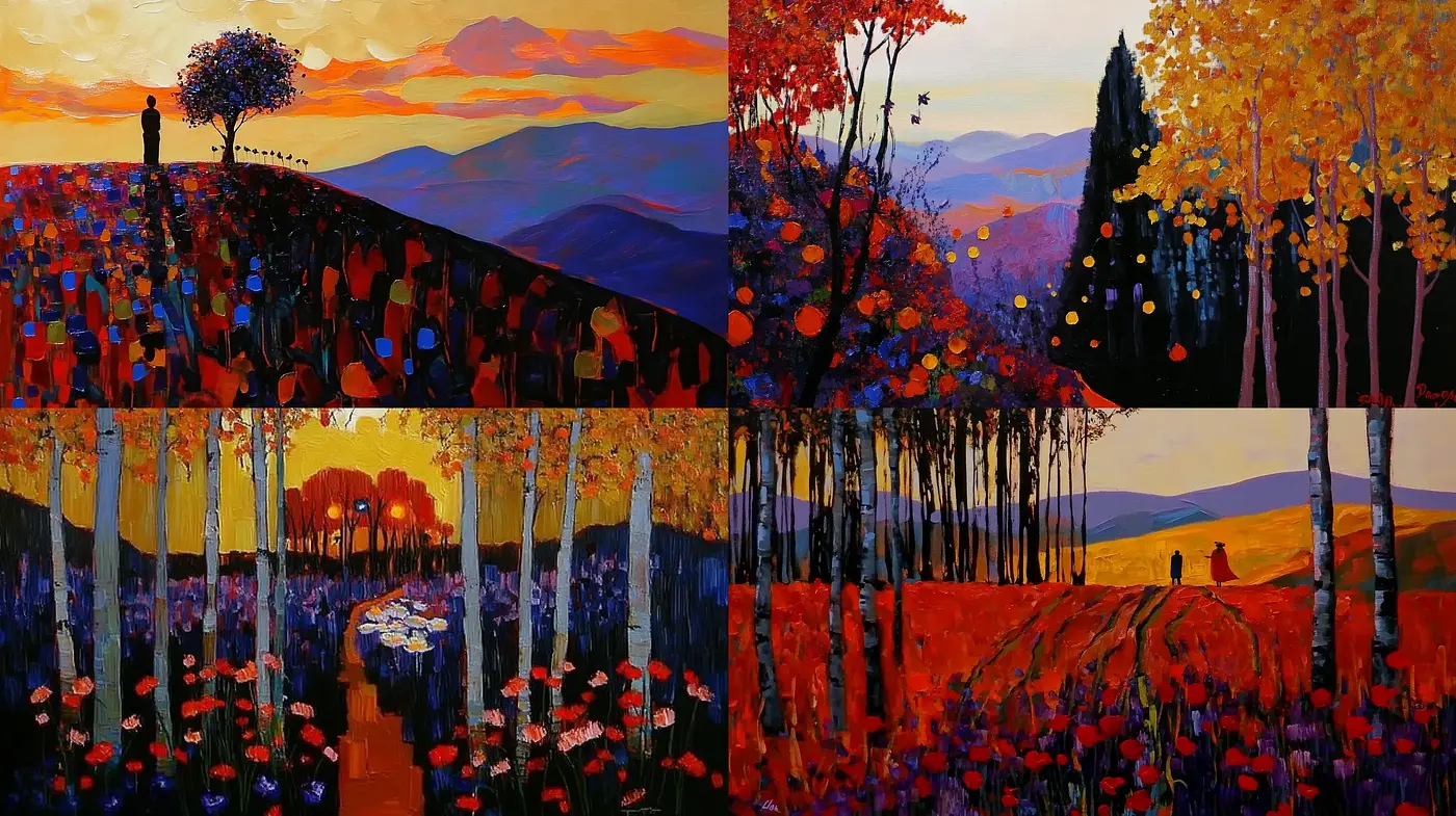 Vivid Chromatic Abstractions of Natural Landscapes - Midjourney sref style