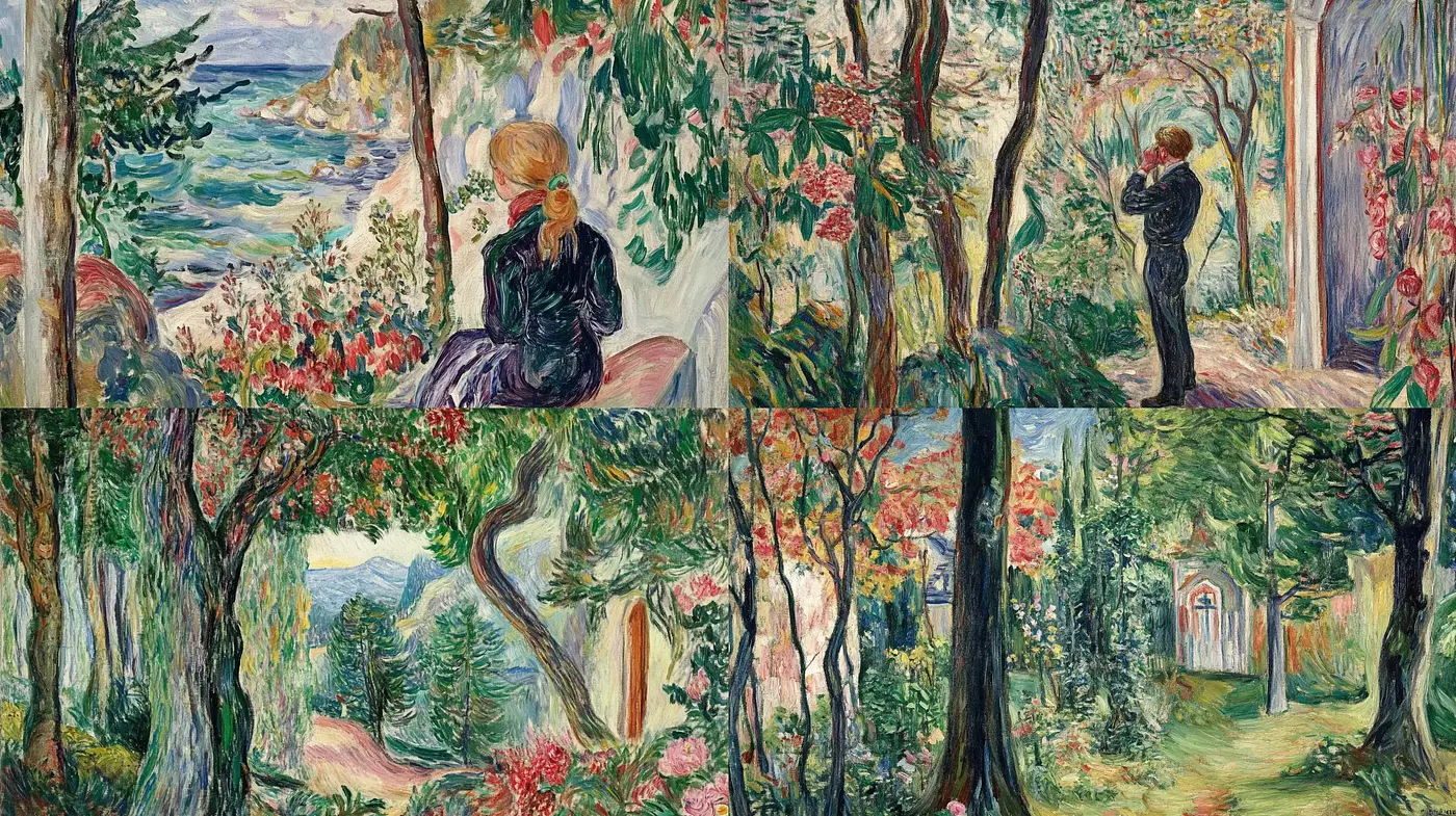 Idyllic Nature and Solitude: A Post-Impressionist Journey Through Seasons - Midjourney sref style