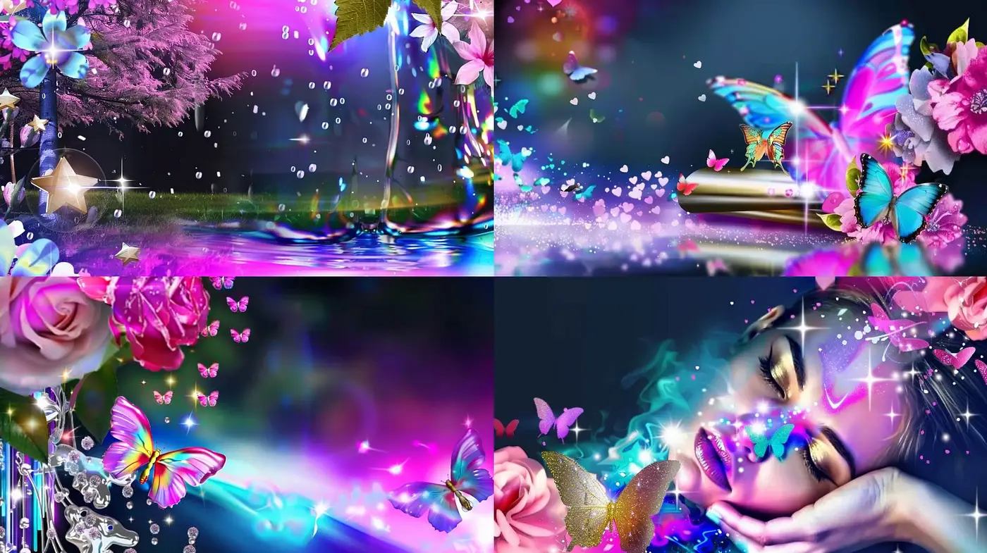 Surreal Dreamscapes with Luminous Neon Hues and Fantasy Elements - Midjourney sref style
