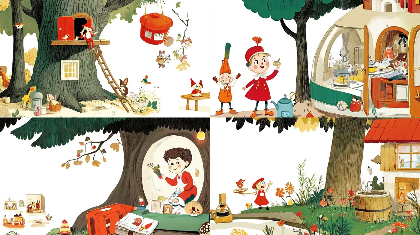 Whimsical Storybook Illustrations with a Warm Fairytale Ambiance - Midjourney sref style