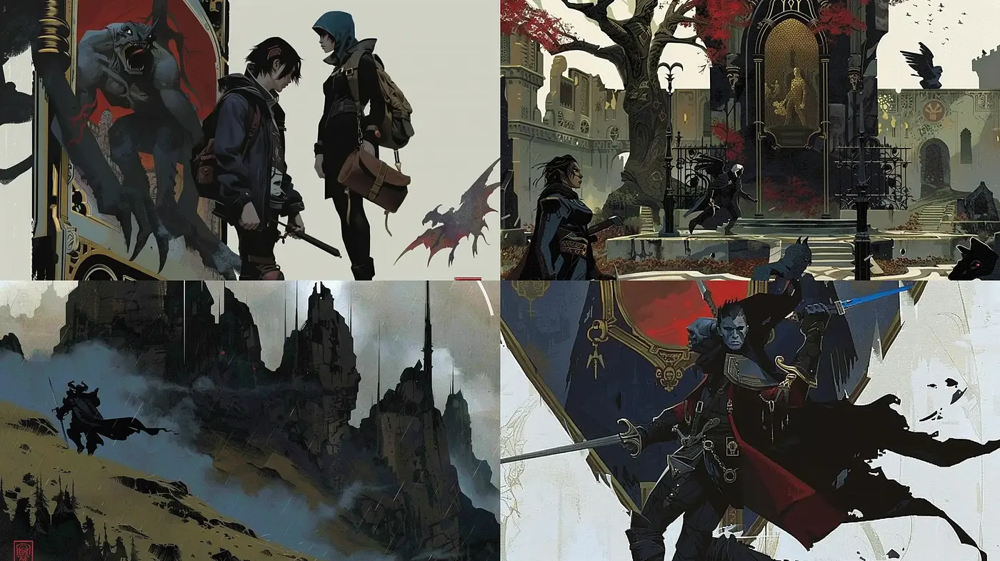 Epic Fantasy Chronicles: A Dark and Enigmatic Adventure - Midjourney sref style