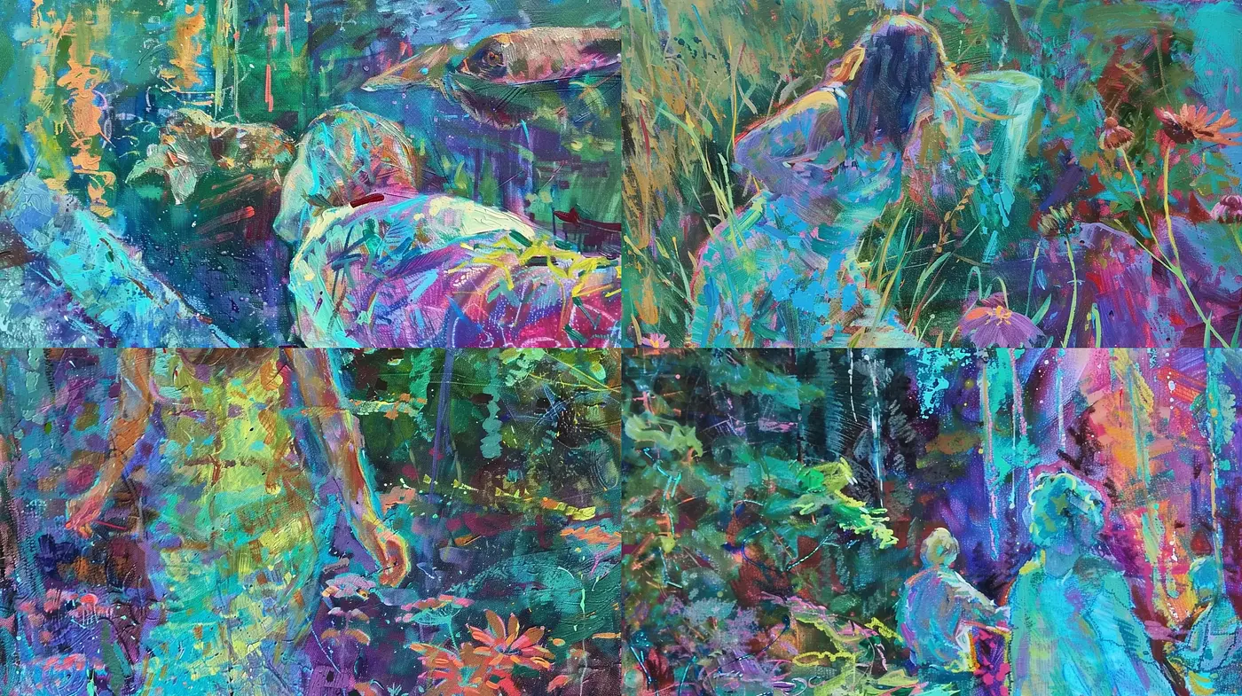 Luminous Chromatic Tapestry: An Ethereal Fusion of Colors and Textures - Midjourney sref style