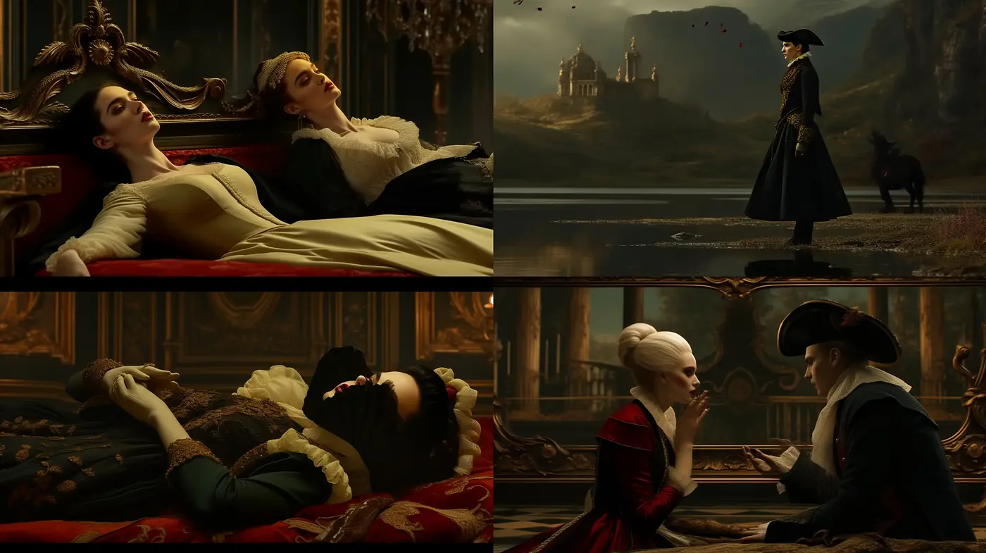 Baroque Reverie: A Timeless Encounter with Dramatic Elegance and Muted Tonal Majesty - Midjourney sref style
