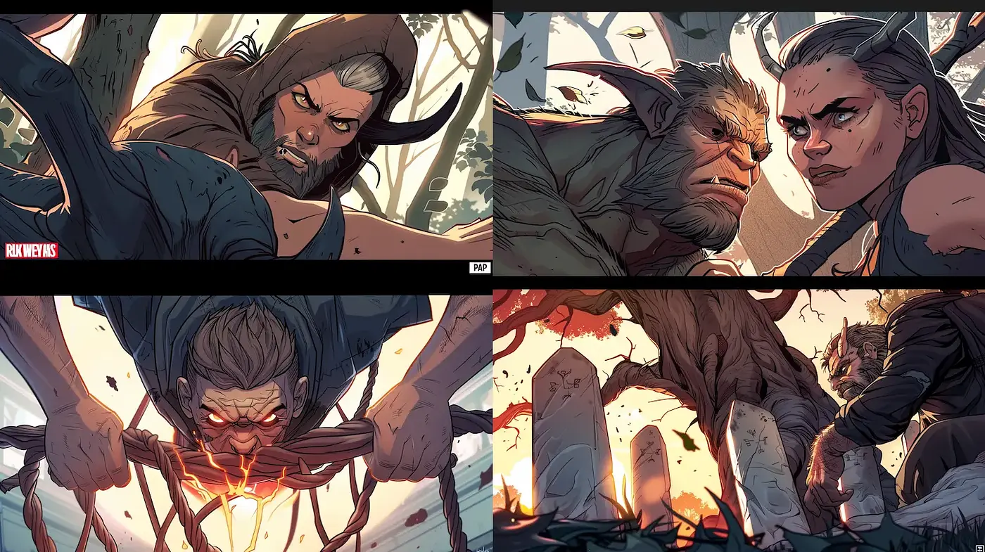 Dynamic and Intense Illustrative Style with a Bold Fantasy Vibe - Midjourney sref style