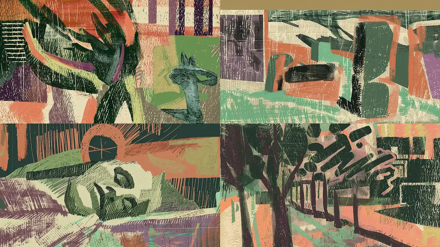 Dynamic and Interpretive Expressionism with Earthy Tones - Midjourney sref style