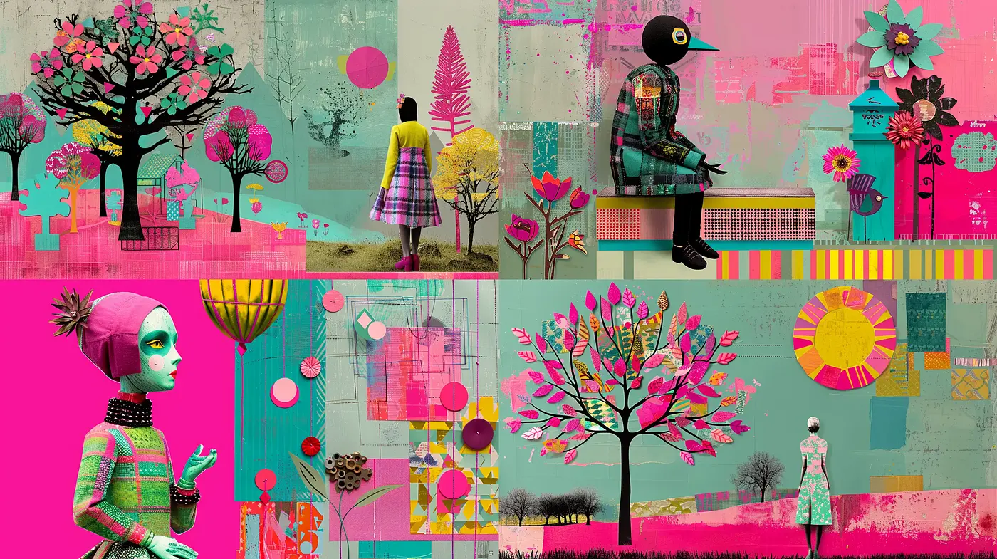Eclectic Digital Collage of Surreal Elements and Pop Art Sensibilities - Midjourney sref style