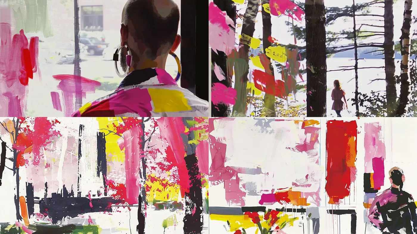 Abstract Brushwork Narratives in Varied Hues - Midjourney sref style