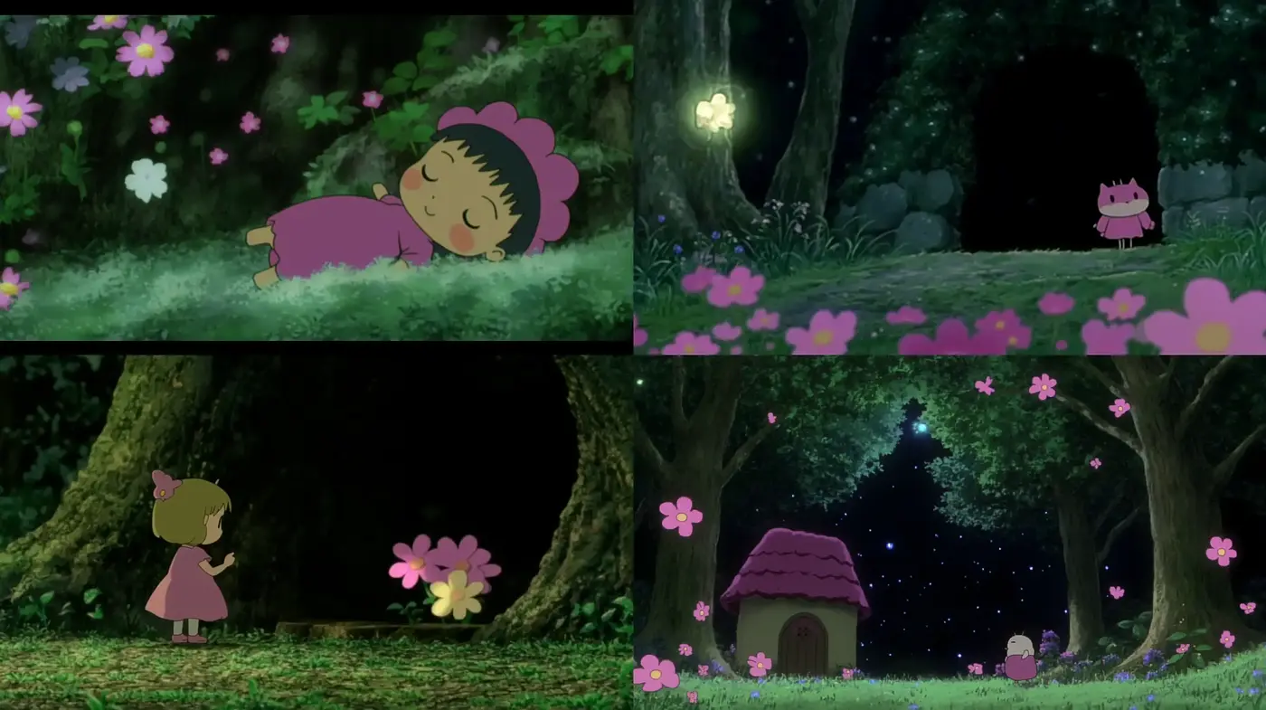 Enigmatic Nocturnal Garden: Luminescent Florals and Starlit Fantasy - Midjourney sref style