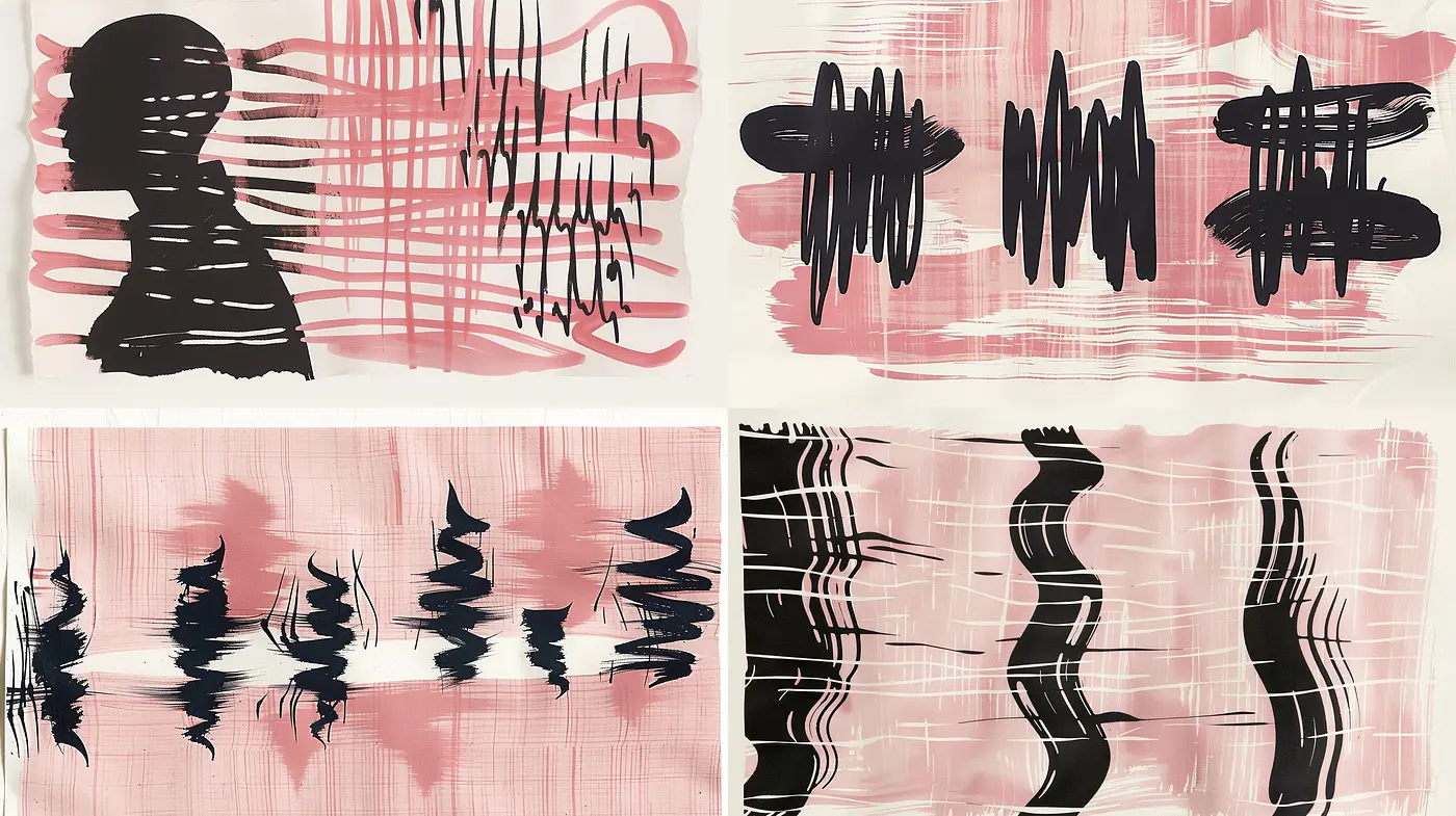 Abstract Synthesis of Monochromatic Rhythm and Pink Undertones - Midjourney sref style
