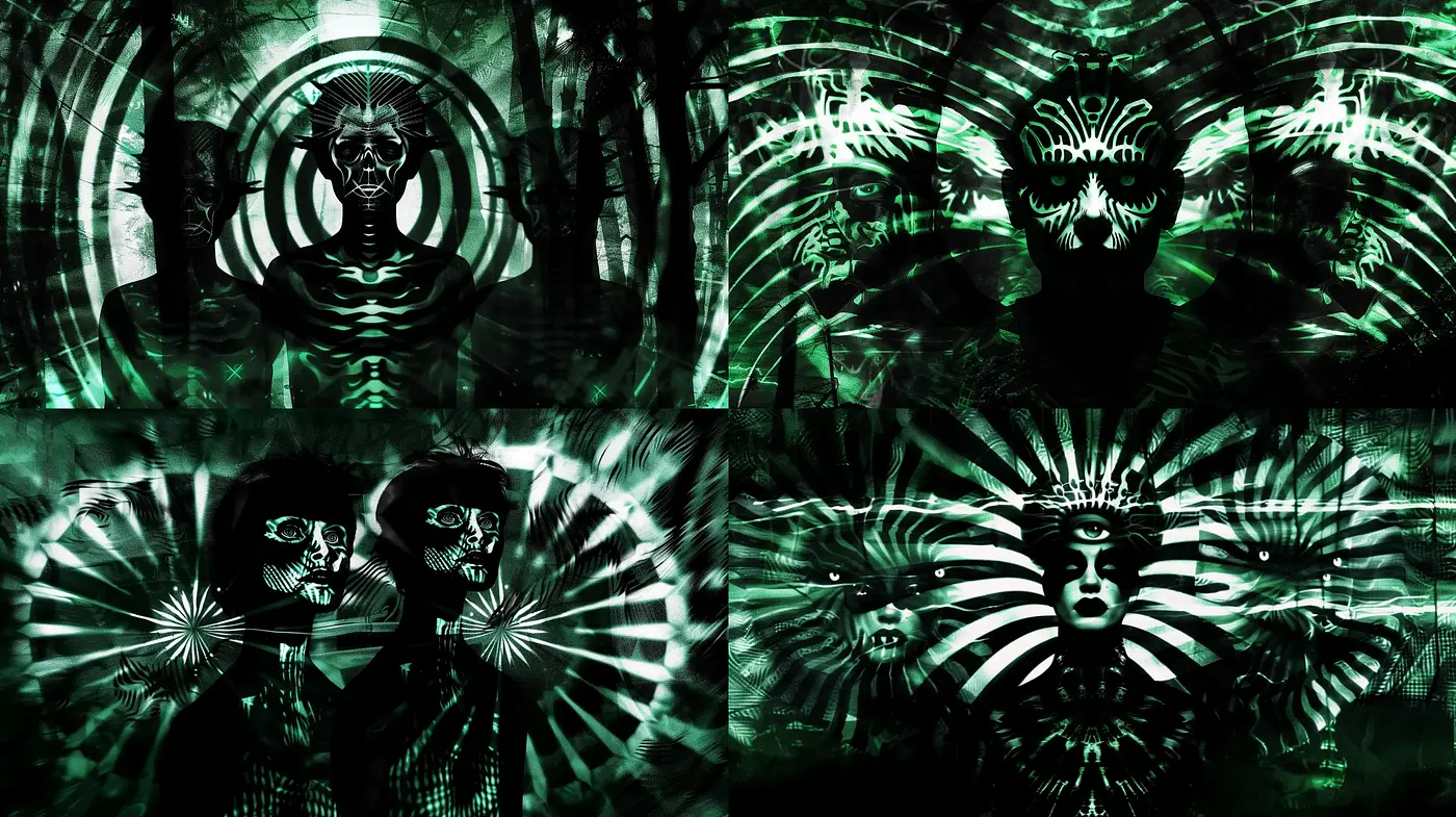 Emerald Dreamscape: A Vision of Phantasmagoric Surrealism - Midjourney sref style