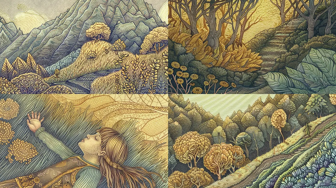 Ethereal Nature Fusion with Art Nouveau Inspirations - Midjourney sref style