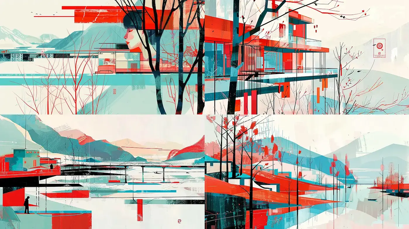 Contemporary Minimalist Art with Geometric Elements - Midjourney sref style