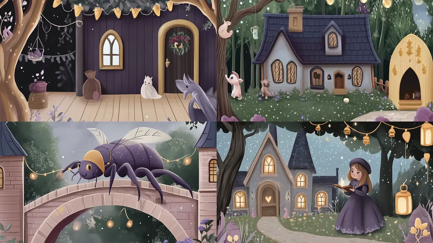 Enchanted Twilight: A Whimsical Storybook Illustration Collection - Midjourney sref style