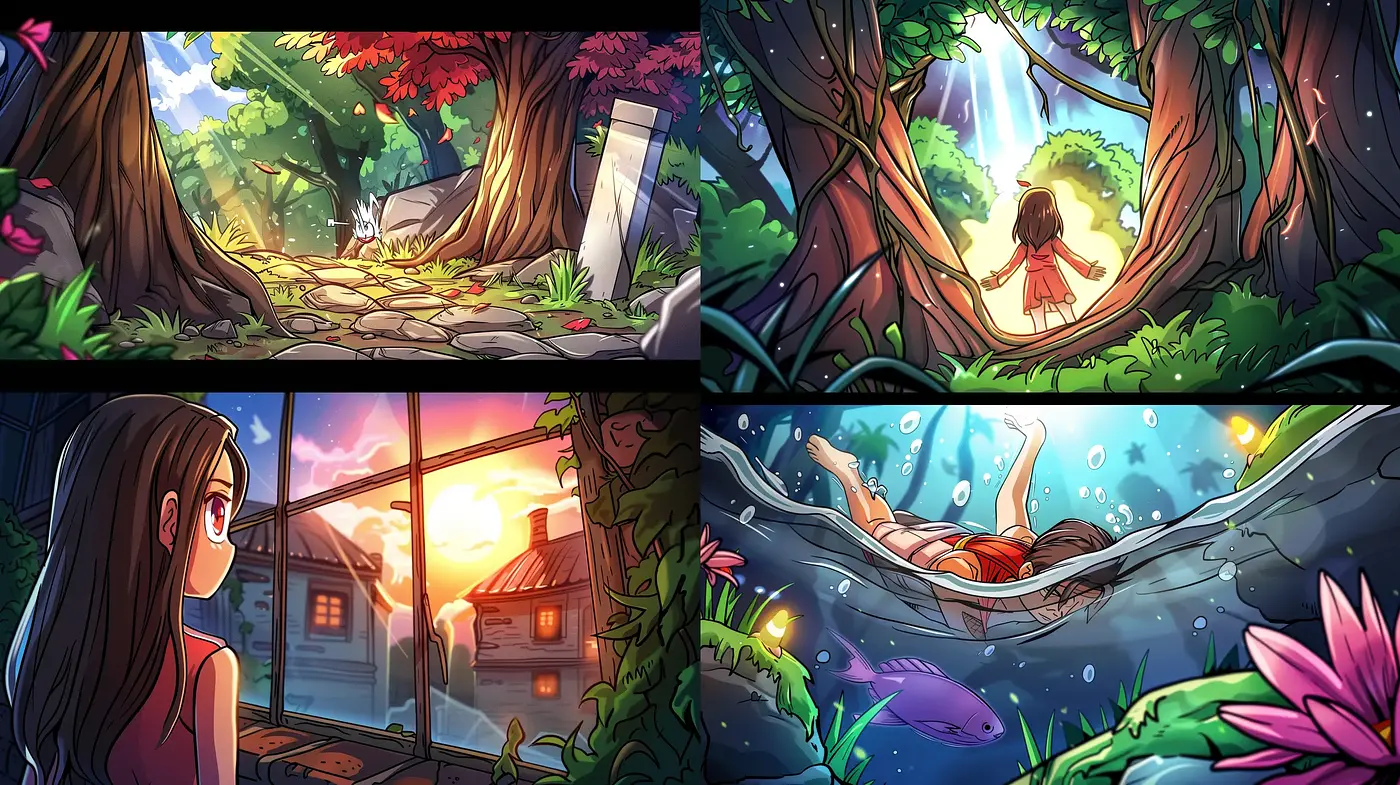 Luminous Storybook Vistas: A Homage to Enchanting Anime Landscapes - Midjourney sref style
