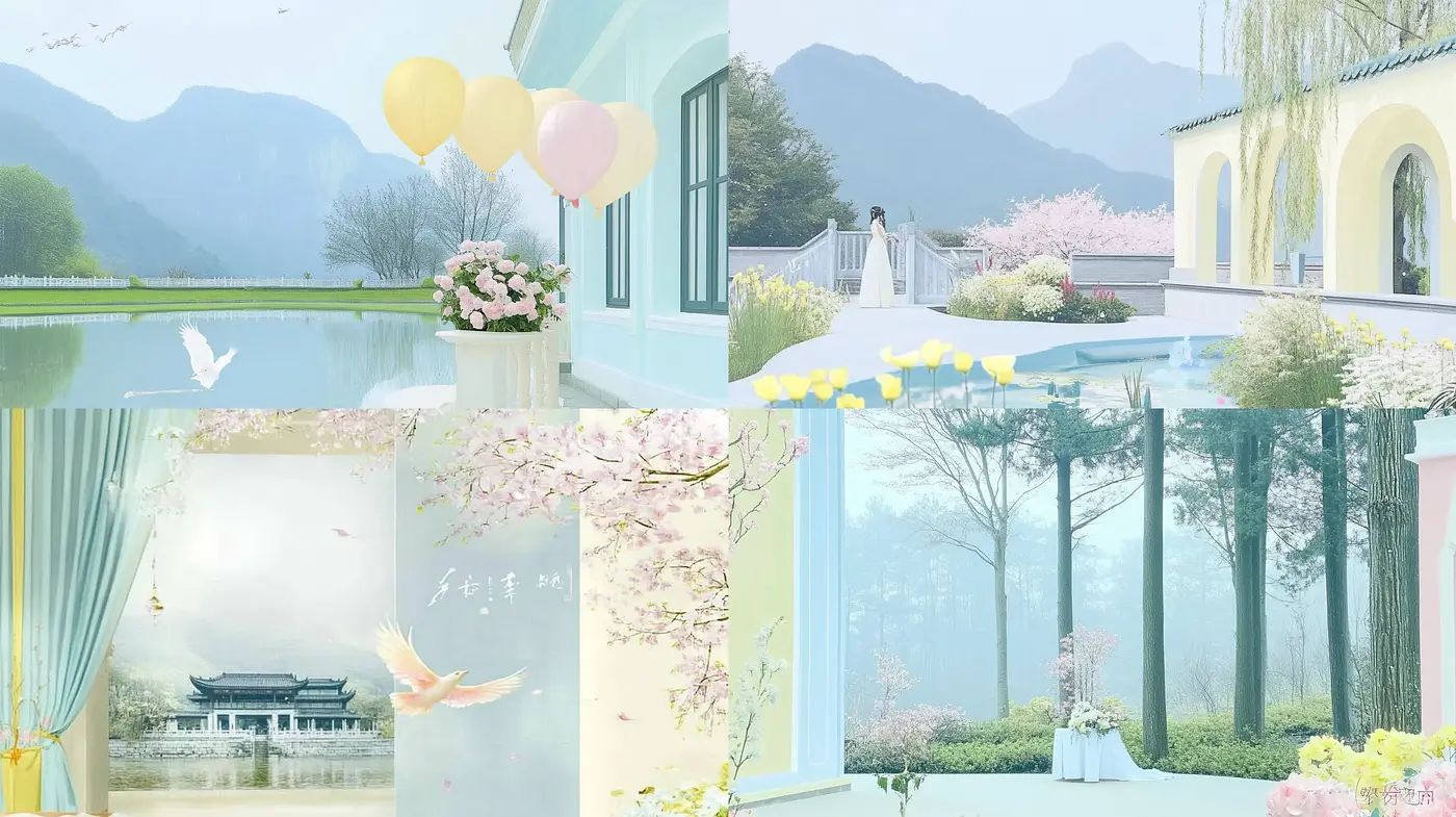 Serene Pastoral Visions with Soft Hues and Ethereal Lightness - Midjourney sref style