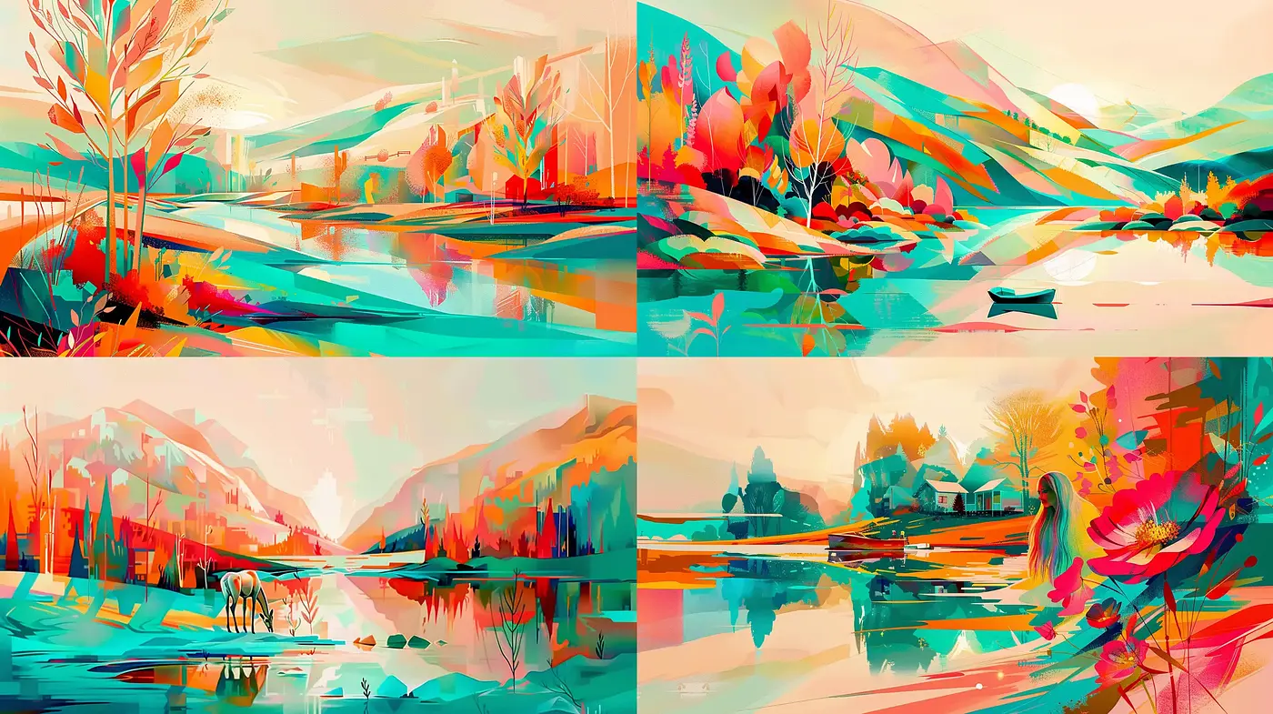 Vibrant Dreamscapes of Whimsical Serenity - Midjourney sref style
