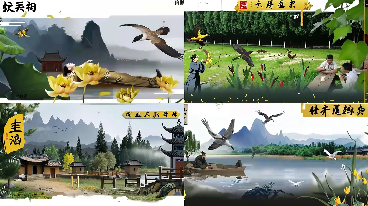 Tranquil Eastern Watercolor Harmony - Midjourney sref style