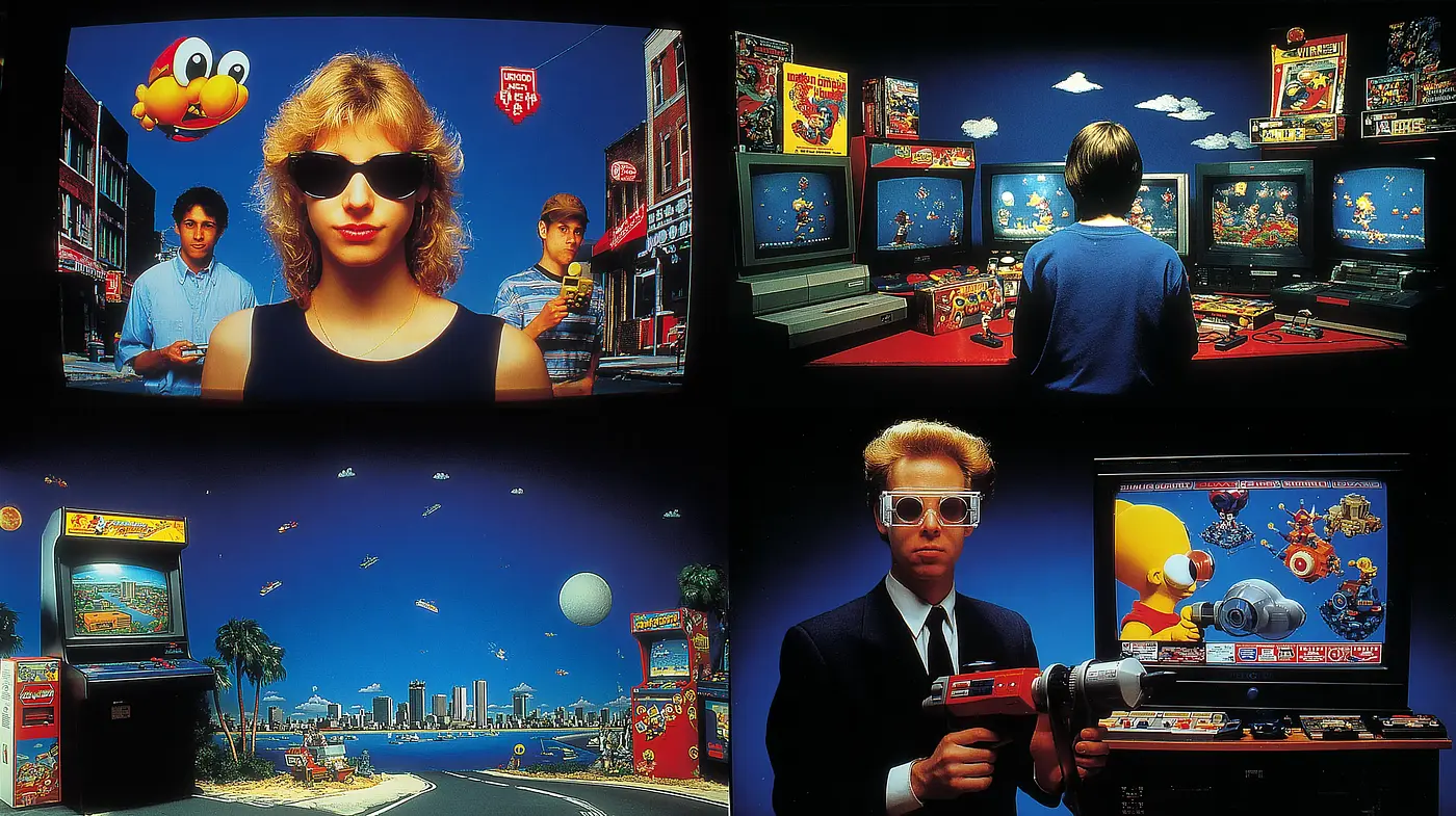 Vibrant Retro Futurism with Nostalgic Pop Culture Influences - Midjourney sref style