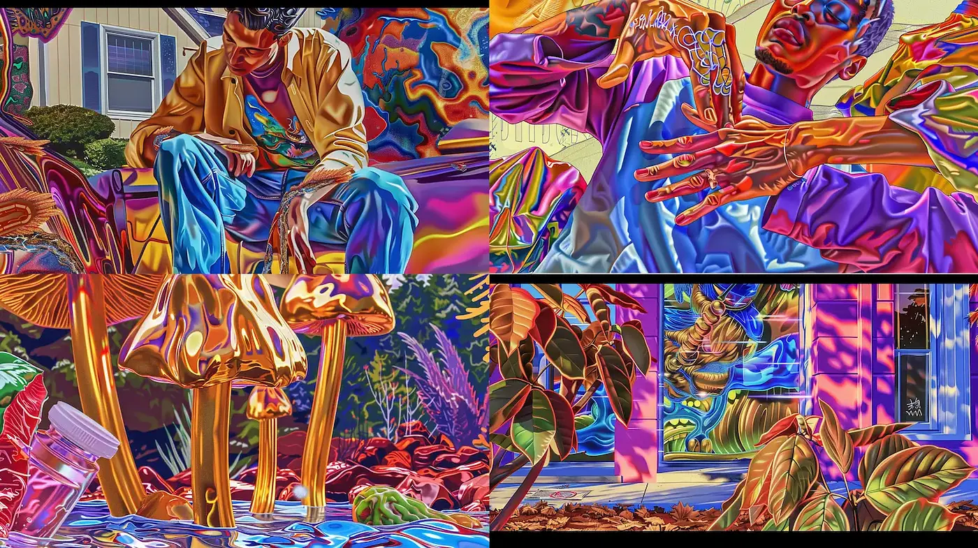 Vividly Surreal and Colorfully Abstract Composition - Midjourney sref style