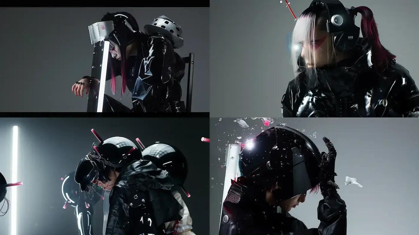 Futuristic Cyberpunk Aesthetic with a Grunge Edge - Midjourney sref style