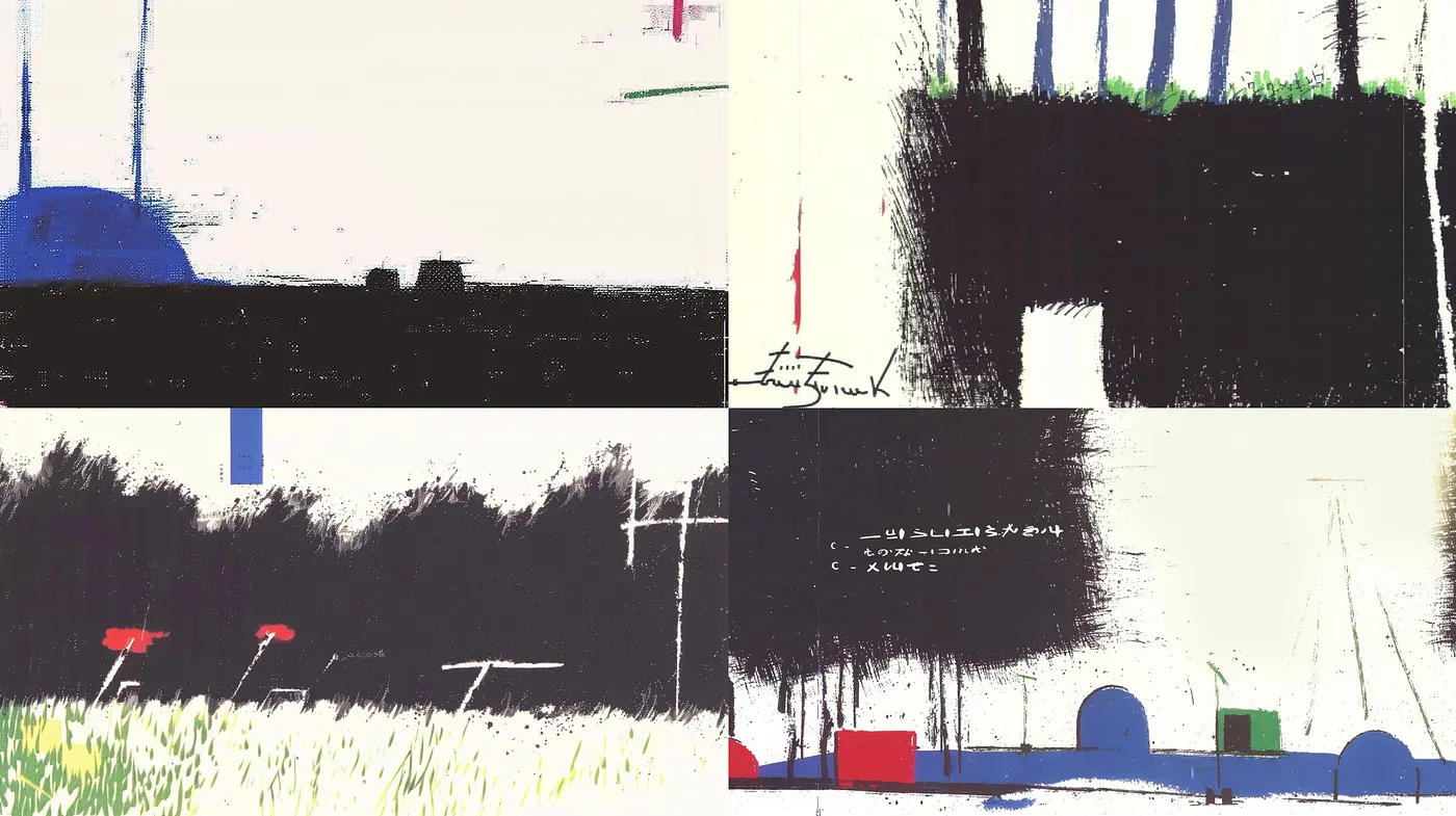 Abstracted Horizons: A Fusion of Bold Textures and Minimalist Forms - Midjourney sref style