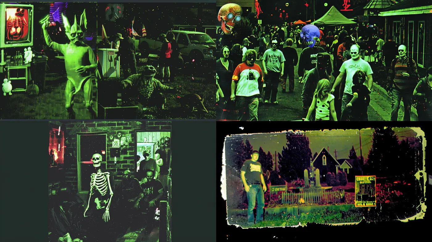 Eerie Chromatic Abandonment: A Fusion of Vintage Textures and Haunting Atmospheres - Midjourney sref style